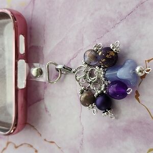 Cell Phone Charm Purple Handmade